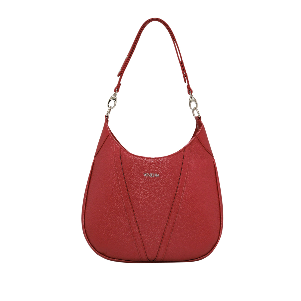 Hobo Bag Schultertasche aus Kalbsleder weinrot